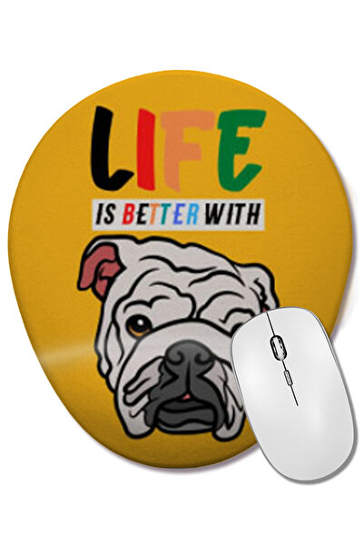 BASKI DÜNYASI Funny Dog Lover Gift for Women Men Oval Mouse Pad with Wrist Su...