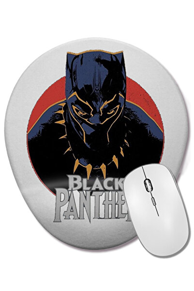 BASKI DÜNYASI Pantera Negra 02 Mouse Pad oval cu suport pentru încheietura mâ...