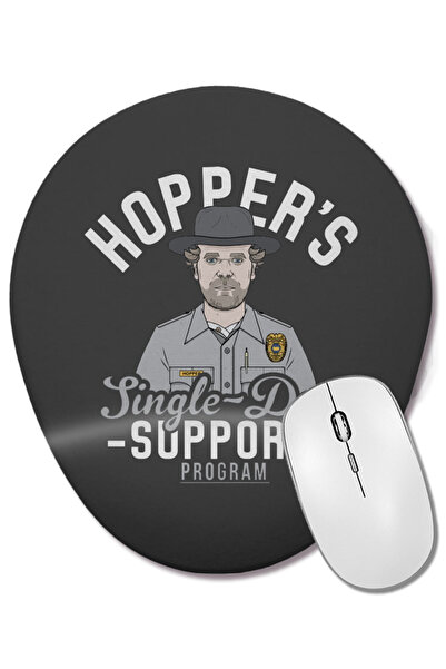 BASKI DÜNYASI Stranger Things Hoppers Single Dad Support Network Mouse Pad oval cu suport pentru încheietura mâinii
