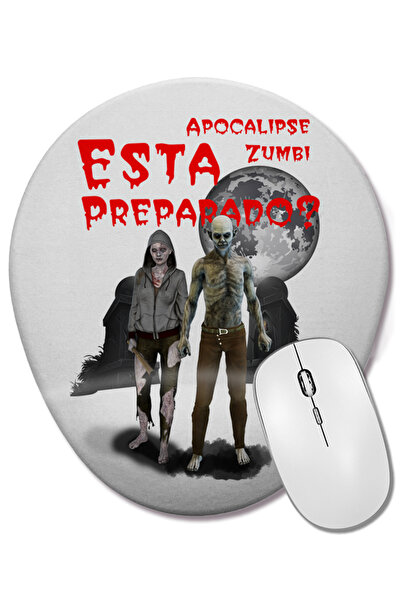 BASKI DÜNYASI Апокалипсис Зомби Овална подложка за мишка с опора за китката