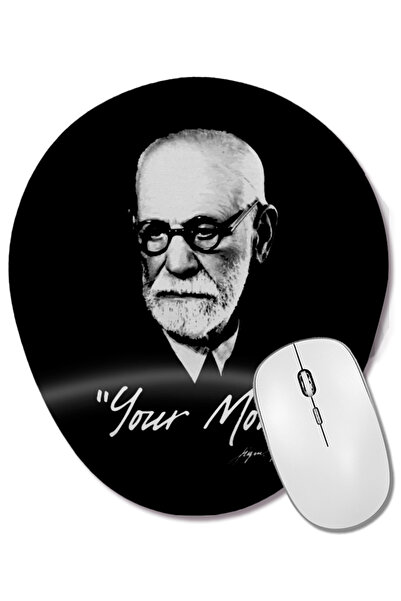 BASKI DÜNYASI Sigmund Freud Your Mom Mouse Pad oval cu suport pentru încheiet...