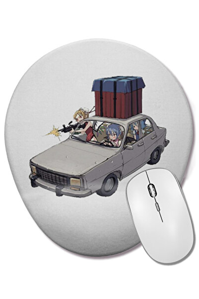 BASKI DÜNYASI Mouse Pad oval Pubg Carro cu suport pentru încheietura mâinii