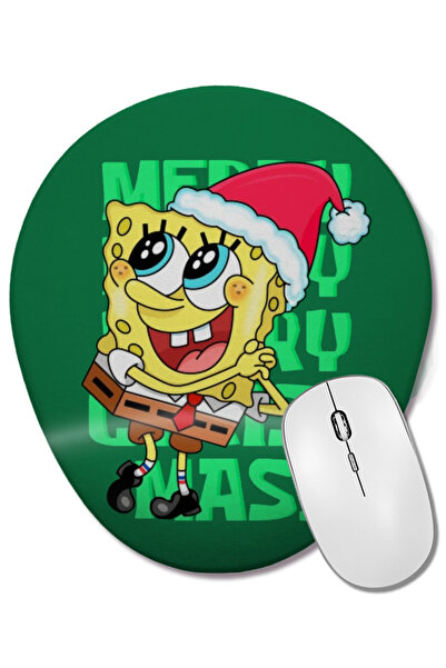 BASKI DÜNYASI SpongeBob Christmas Mouse Pad oval cu suport pentru încheietura...
