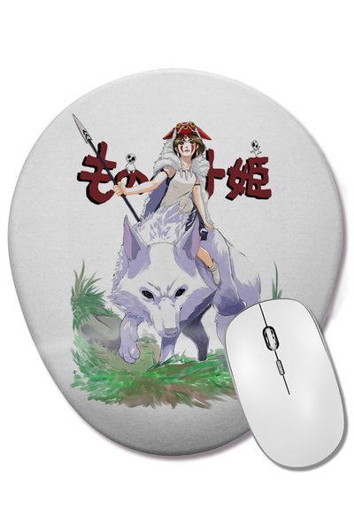 BASKI DÜNYASI Mouse Pad oval White Wolf cu suport pentru încheietura mâinii