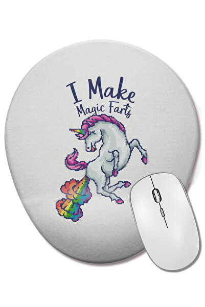 BASKI DÜNYASI Unicorn I Make Magic Farts Pixel Art Οβάλ ποντίκι με υποστήριξη...