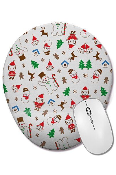 BASKI DÜNYASI Mouse Pad oval complet 01 cu suport pentru încheietura mâinii, concept de Anul Nou