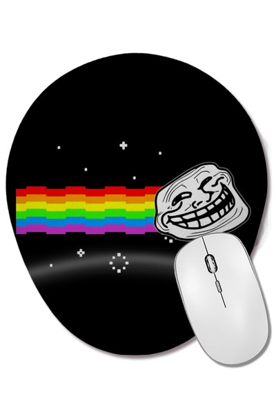 BASKI DÜNYASI Mouse Pad oval Troll Face Nyan Cat Meme cu suport pentru închei...