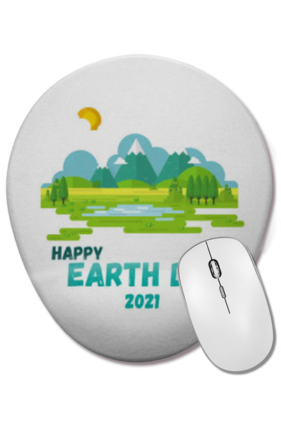 BASKI DÜNYASI Happy Earth Day 2021 Οβάλ ποντίκι με υποστήριξη καρπού