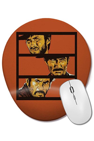 BASKI DÜNYASI Mouse Pad oval cu ilustrație The Good, Bad and Ugly cu suport pentru încheietura mâinii