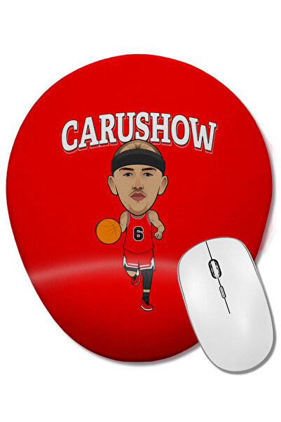 BASKI DÜNYASI Alex Caruso Carushow Mouse Pad oval cu suport pentru încheietur...