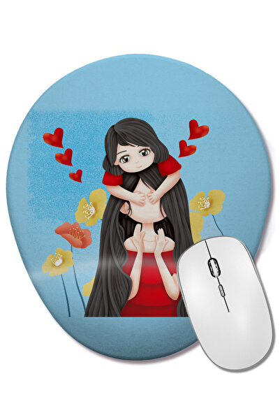 BASKI DÜNYASI Cadou pentru Ziua Mamei 007 Mouse Pad oval cu suport pentru încheietura mâinii