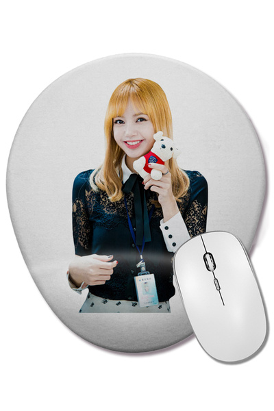 BASKI DÜNYASI Mouse Pad oval Blackpink Lisa cu suport pentru încheietura mâinii