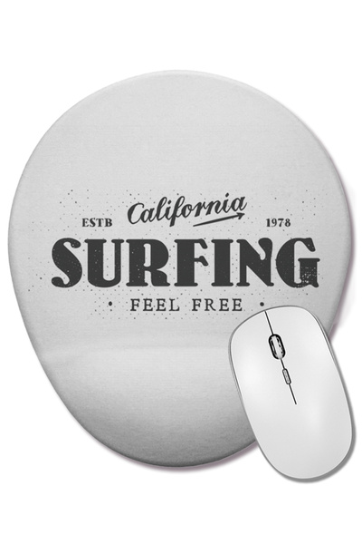 BASKI DÜNYASI Mouse Pad oval California Surfing Feel Free cu suport pentru în...