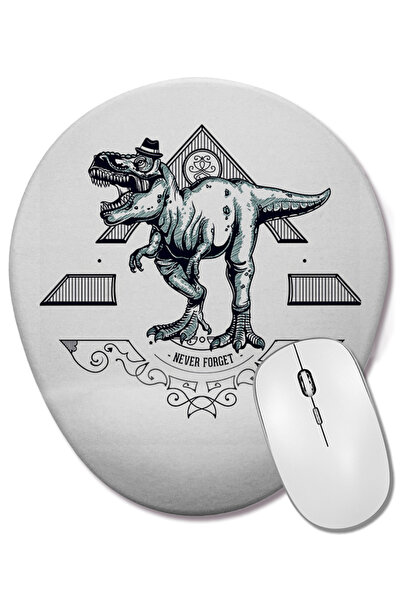 BASKI DÜNYASI Mouse Pad oval cu suport pentru încheietura mâinii cu dinozaur