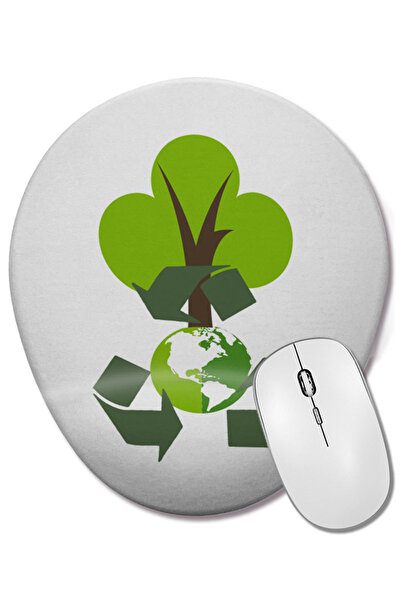BASKI DÜNYASI Mouse Pad oval, ecologic, verde, reciclabil, reutilizabil, cu s...