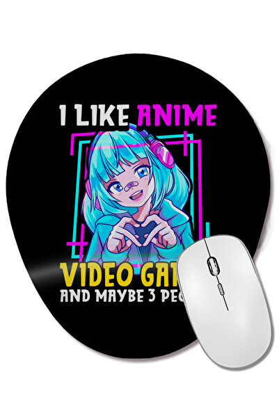 BASKI DÜNYASI Îmi place jocurile video anime și poate chiar 3 persoane sunt fanii de jocuri, mouse pad oval cu suport pentru încheietura mâinii