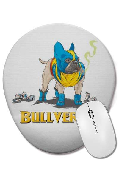 BASKI DÜNYASI Οβάλ ποντίκι ποντικιού με σχέδιο Bullverine Pug Dog με στήριγμα...