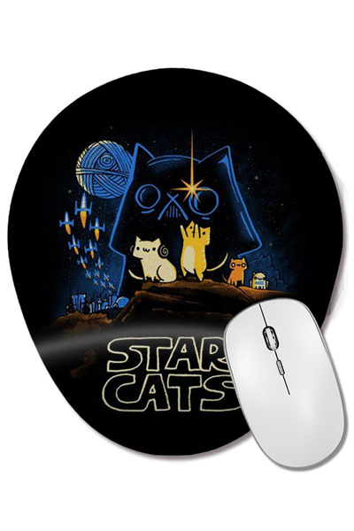 BASKI DÜNYASI Star Cat Wars 01 Οβάλ ποντίκι με υποστήριξη καρπού