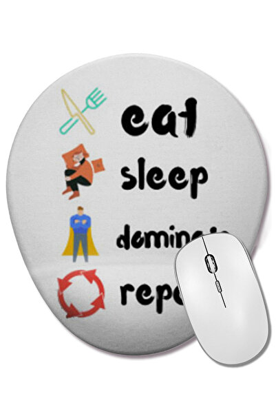 BASKI DÜNYASI Eat Sleep Dominate Repeat Mouse Pad oval cu suport pentru înche...