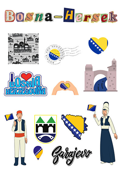 ANSHA CRAFTS Bosna-Hersek Sticker Seti Bullet Journal - Ajanda - Planner - De...