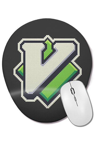 BASKI DÜNYASI Mouse Pad oval Vim PixelArt 01 cu suport pentru încheietura mâinii