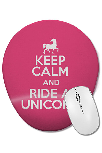 BASKI DÜNYASI Păstrați calmul și călătiți cu un unicorn Mouse pad oval cu suport pentru încheietura mâinii