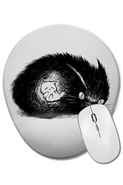 BASKI DÜNYASI Mouse Pad oval Cats Vigilante pisică cu suport pentru încheietura mâinii