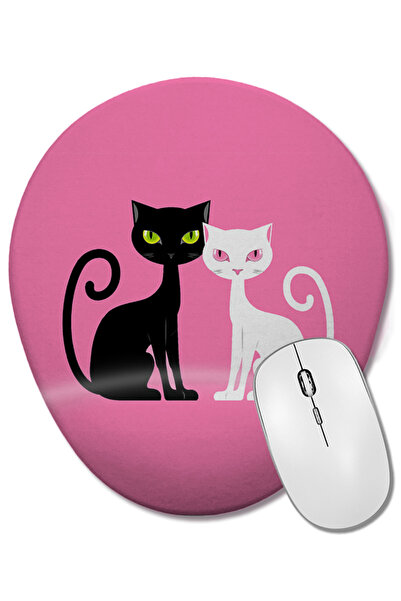 BASKI DÜNYASI Mouse Pad oval cu suport pentru încheietura mâinii, pisică l