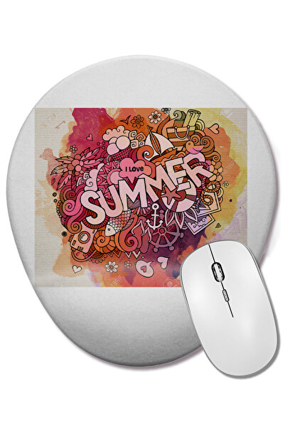 BASKI DÜNYASI Mouse Pad oval Summer cu suport pentru încheietura mâinii