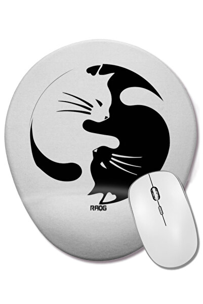 BASKI DÜNYASI Mouse Pad oval CATS pisică cu suport pentru încheietura mâinii