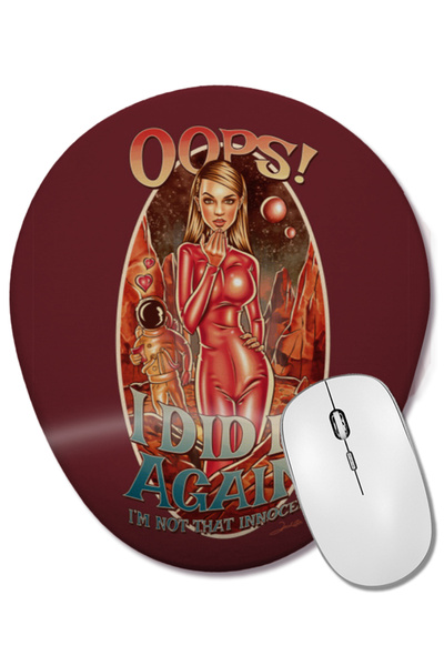 BASKI DÜNYASI Pinup Music Oops Mouse Pad oval cu suport pentru încheietura mâ...
