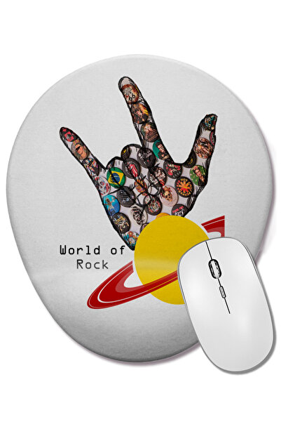 BASKI DÜNYASI Rock Roll Music Guitar 04 Mouse Pad oval cu suport pentru înche...