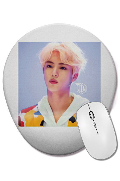 BASKI DÜNYASI Mouse Pad oval cu suport pentru încheietura mâinii BTS Jin cu p...