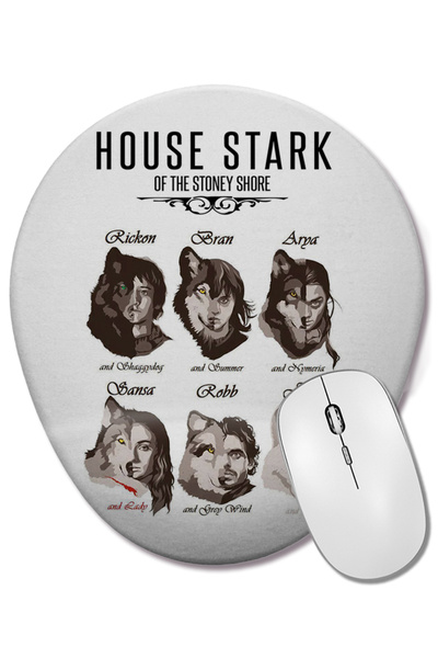 BASKI DÜNYASI Игра на тронове Старк деца и вълци Овална подложка за мишка с п...