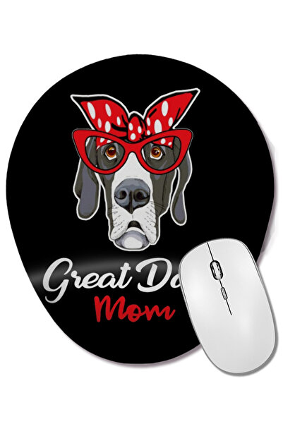 BASKI DÜNYASI Mouse Pad oval Great Dane Mom 04 cu suport pentru încheietura mâinii
