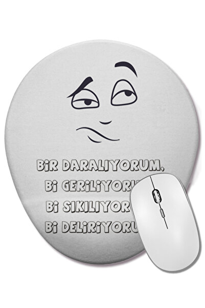 BASKI DÜNYASI Cuvânt amuzant: Sunt încăpățânat, nu sunt nebun, chiar și nu sunt nebun, mouse pad oval cu suport pentru încheietura mâinii