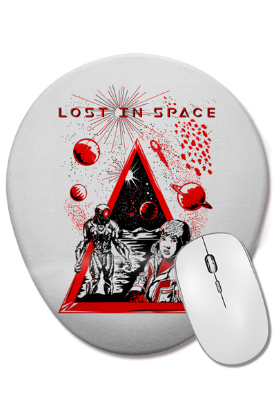 BASKI DÜNYASI Изгубени в космоса Bilek Destekli Oval Mouse Pad