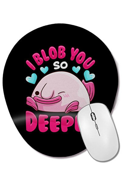 BASKI DÜNYASI Adorabil I Blob You So Deeply Cute Blobfish Pun Mouse Pad oval cu suport pentru încheietura mâinii