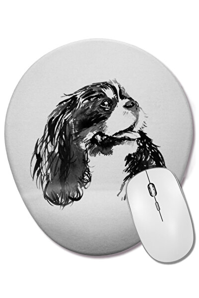 BASKI DÜNYASI Mouse Pad oval Cavalier King Charles cu suport pentru încheietu...