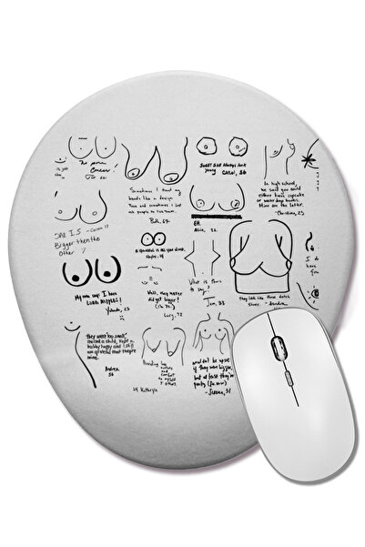 BASKI DÜNYASI Mouse Pad oval cu suport pentru încheietura mâinii Boobies Boob...