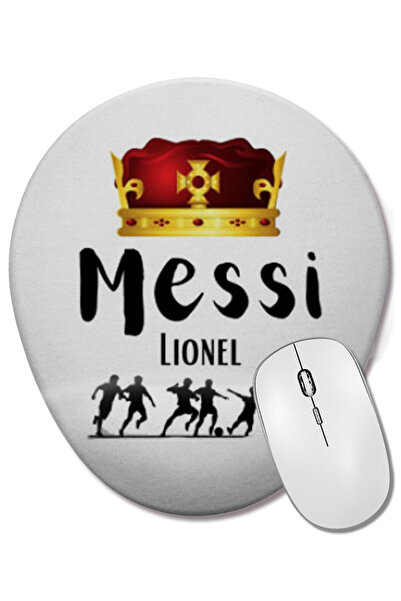 BASKI DÜNYASI Кралят на футбола Лионел Меси Овална подложка за мишка с опора ...