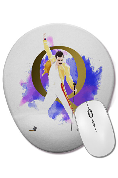 BASKI DÜNYASI Mouse Pad oval Queen Freddie Mercury cu suport pentru încheietu...