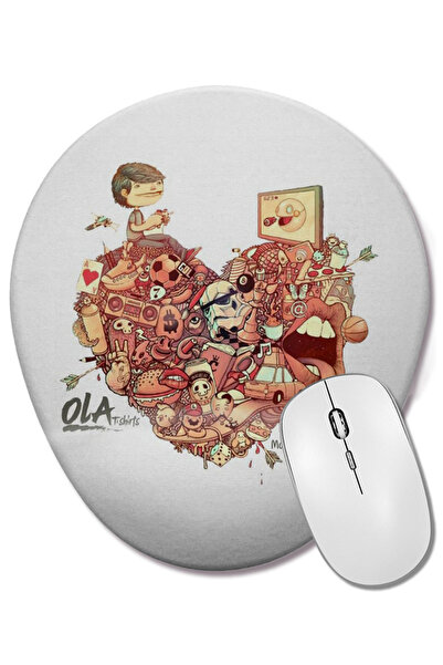 BASKI DÜNYASI Къде е сърцето ти Bilek Destekli Oval Mouse Pad