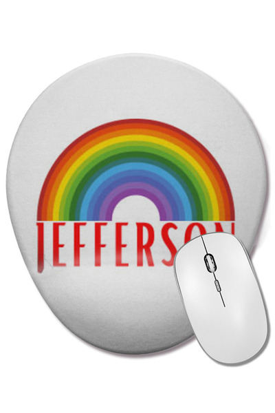 BASKI DÜNYASI Mouse Pad oval în stil retro Rainbow Jefferson cu suport pentru încheietura mâinii