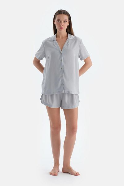 Dagi Light Gray Bias Woven Shorts