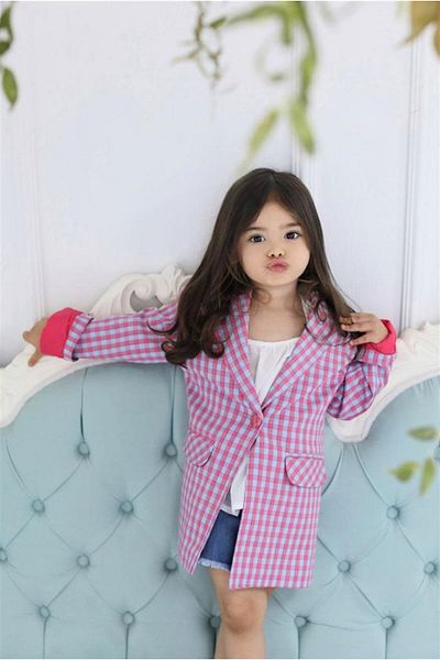 MS KİDS Markasensinkids Girl's Checkered Design Blazer Jacket