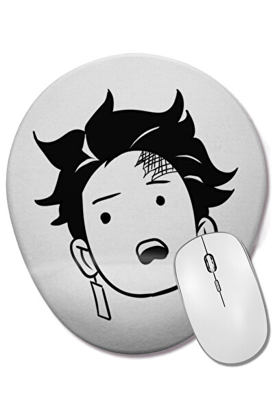 BASKI DÜNYASI Mouse Pad oval Tanjiro Demon Slayer Kimetsu No Yaiba Anime cu s...