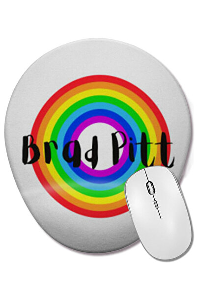 BASKI DÜNYASI Brad Pitt- Mouse Pad oval în stil retro Rainbow cu suport pentr...