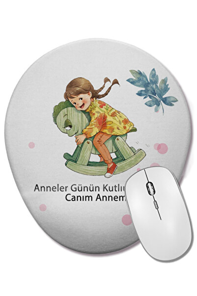 BASKI DÜNYASI Cadou pentru Ziua Mamei 019 Mouse Pad oval cu suport pentru înc...