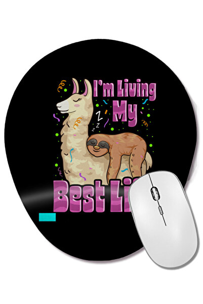 BASKI DÜNYASI Mouse Pad oval cu suport pentru încheietura mâinii, cu sloth și...